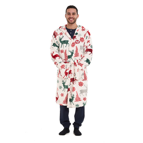 Snuggs Blanket Robe White Deer Christmas